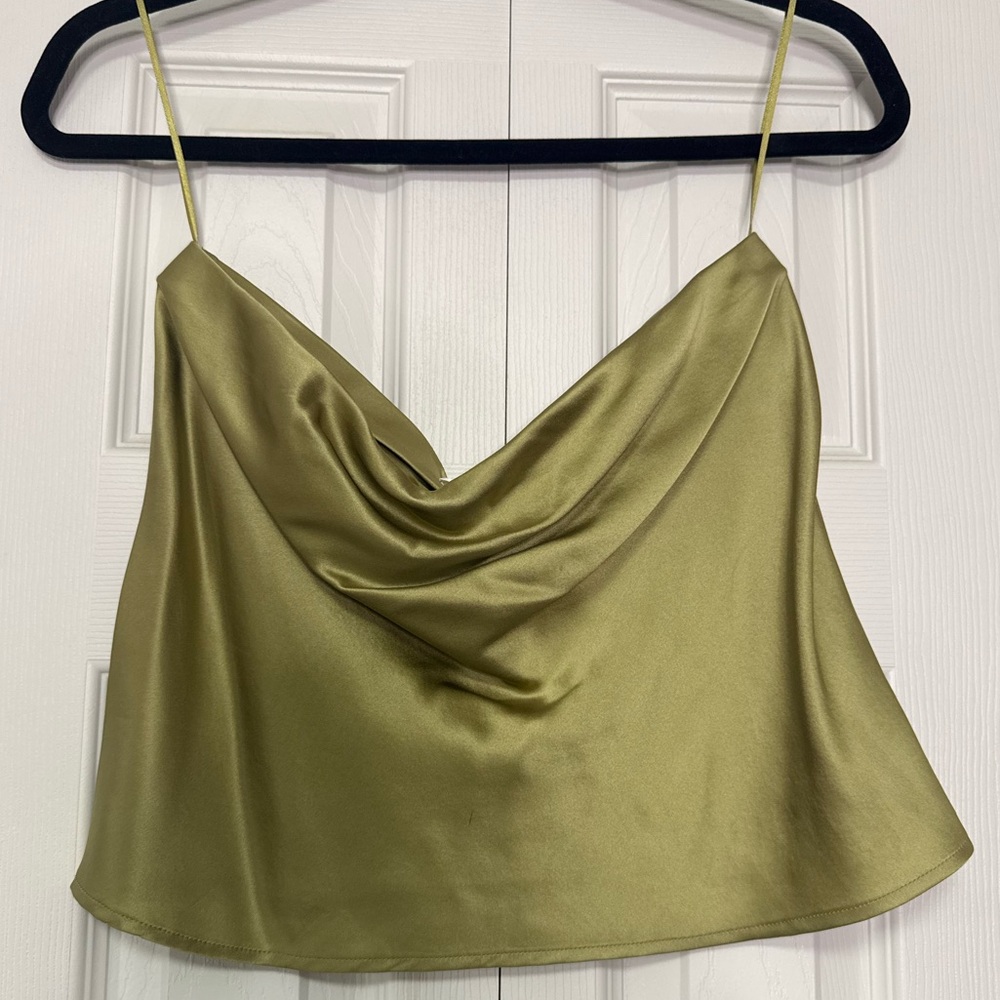 Reformation Green Satin Crop Tube Top Size Small Perfect Condition - Picture 7 of 8